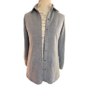 Joan Rivers oversized button down long sleeve. Soft, collared, gray XXS